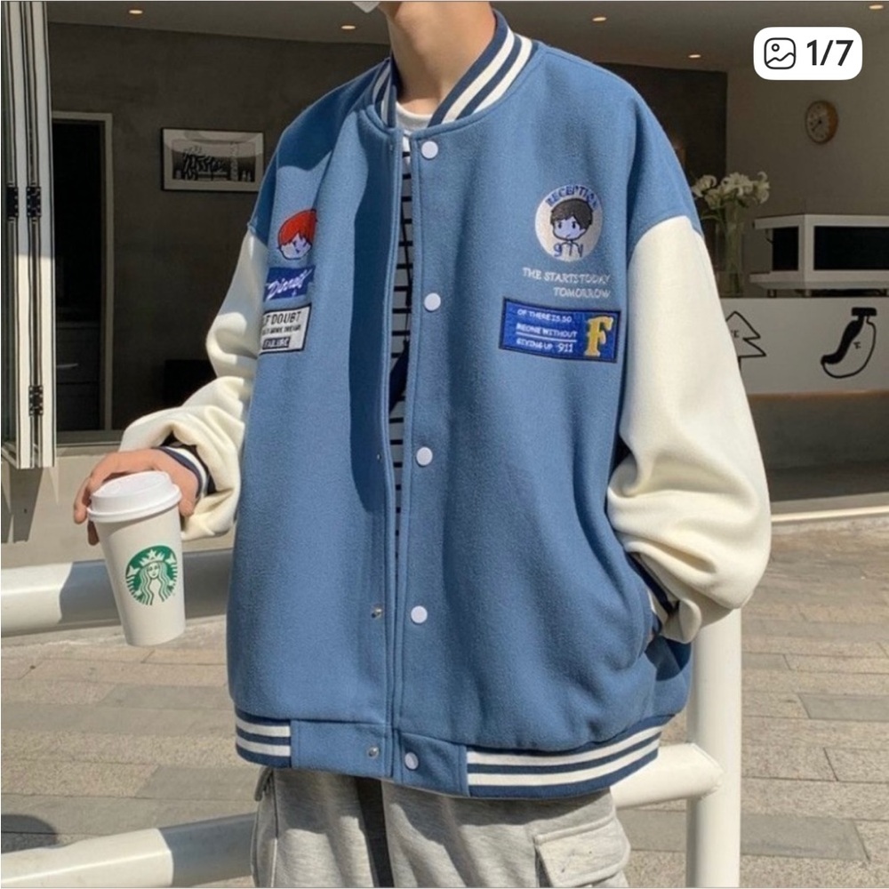Blue and White Varsity Jacket